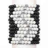 Frosted Black Agate White Turquoise Couple Bracelets