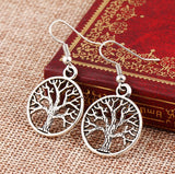 Natural Stone Tree Of Life Pendulum Earrings