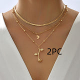 Multilayer Moon Gold Color Pendant Necklaces
