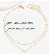 Double Layer Twin Pearl Heart Necklace