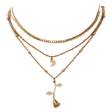 Multilayer Moon Gold Color Pendant Necklaces