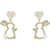 Pearl Bunny Earrings For Women Silver Pin Earrings