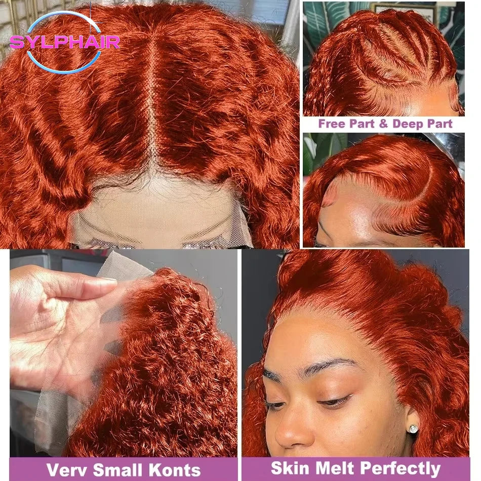 Orange Ginger Lace Front Curly Hair Wigs