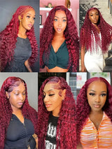 Burgundy Lace Frontal Curly Hair Wigs
