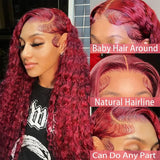 Burgundy Hd Lace Front Curly Hair Wigs