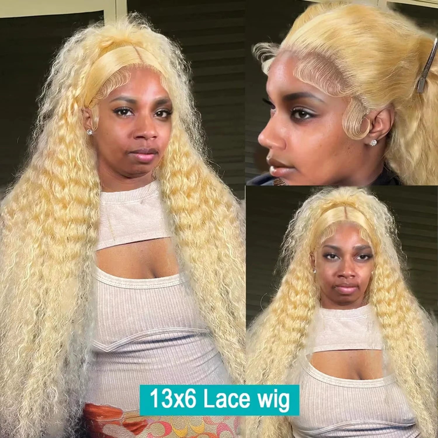 Transparent HD Honey Blonde Deep Wave Lace Frontal Wigs