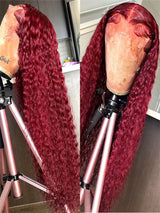 Burgundy Lace Frontal Curly Hair Wigs