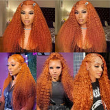 Deep Wave Ginger Orange Lace Front Deep Hair Wig