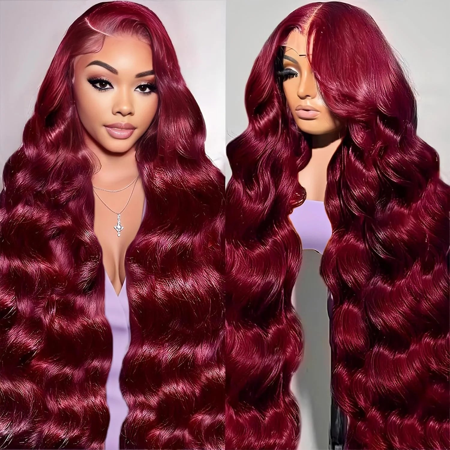 Burgundy Lace Front Deep Hair Wigs
