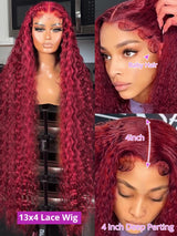 Deep Wave Burgundy Lace Frontal Deep Hair Wig