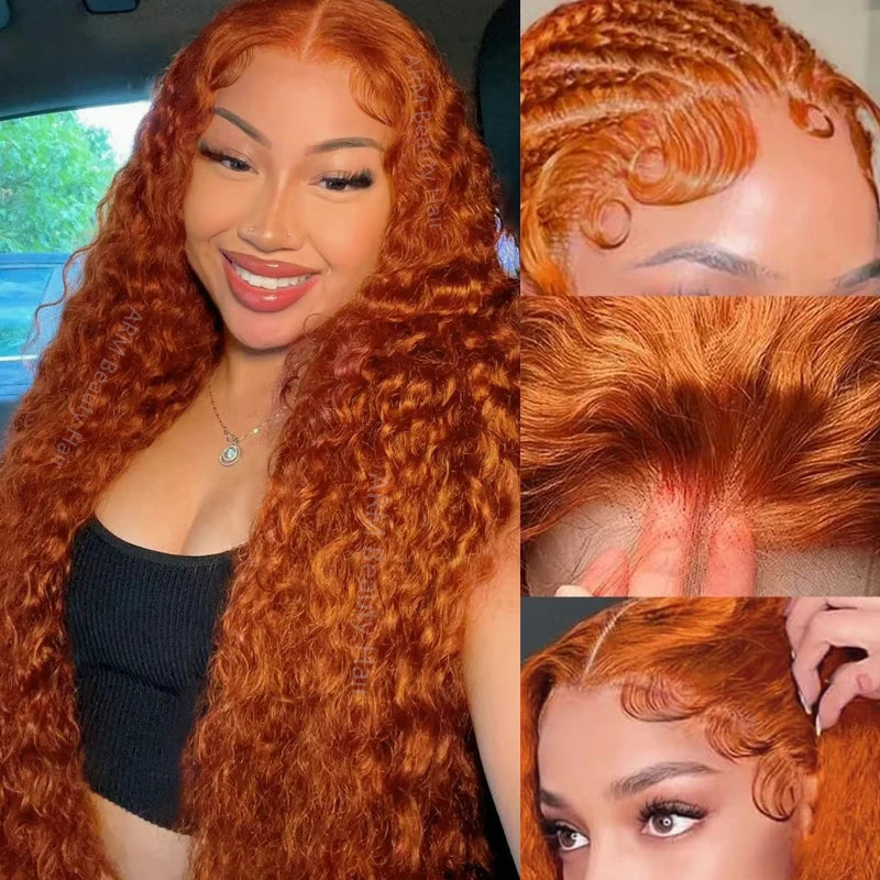 Water Wave Ginger Orange Lace Front Wigs