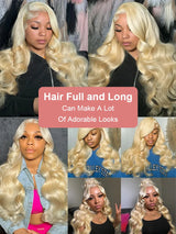 Honey Blonde Transparen Body Wave Curly Hair Wigs