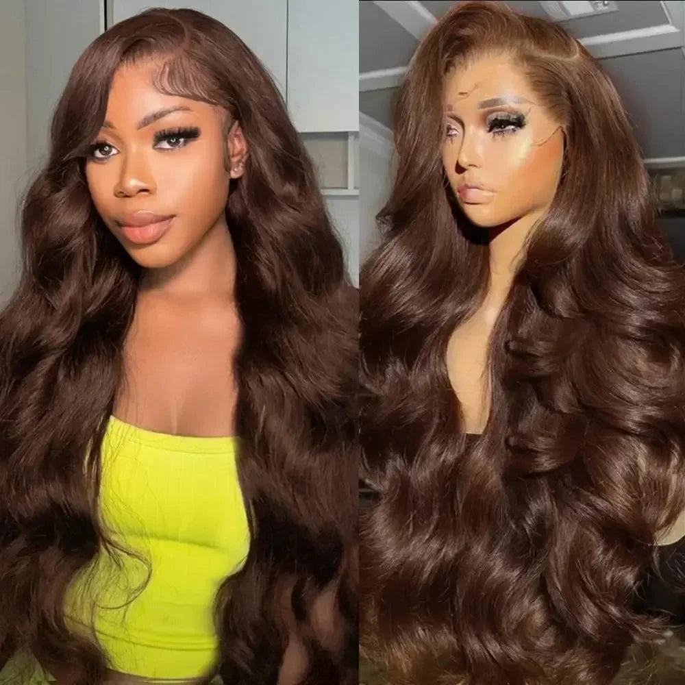Chocolate Brown Body Wave Lace Front Deep Hair Wig