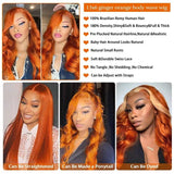 Hd Lace Frontal Orange Ginger Deep Hair Wig