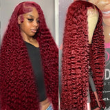 Burgundy Hd Lace Front Curly Hair Wigs