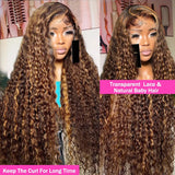 Curly Highlight Honey Blonde Curly Hair Wigs