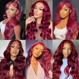 Burgundy Lace Frontal Curly Hair Wigs