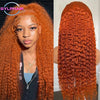 Orange Ginger Lace Front Curly Hair Wigs