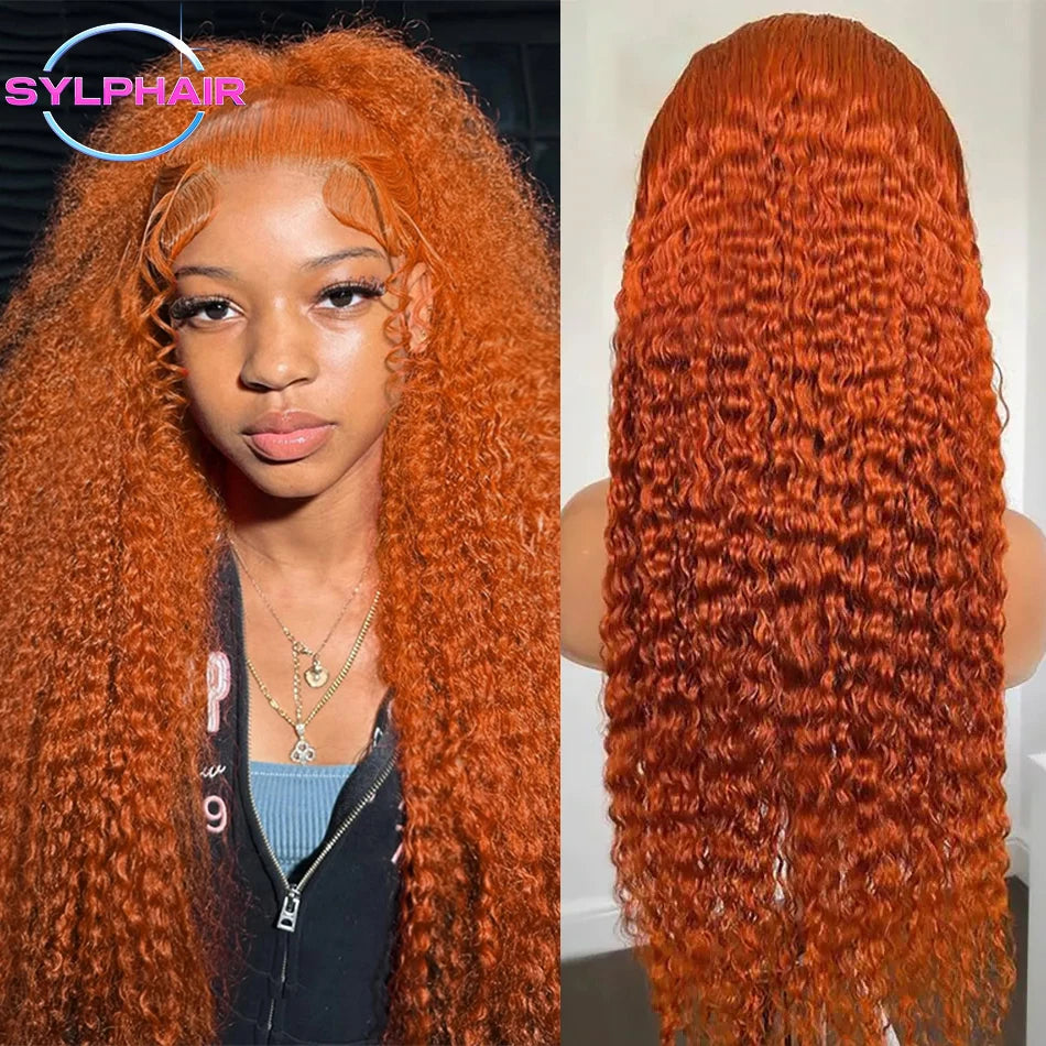 Orange Ginger Lace Front Curly Hair Wigs