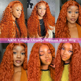 Water Wave Ginger Orange Lace Front Wigs