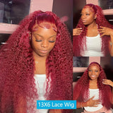 Burgundy Hd Lace Front Curly Hair Wigs