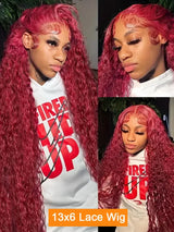 Burgundy Lace Frontal Curly Hair Wigs