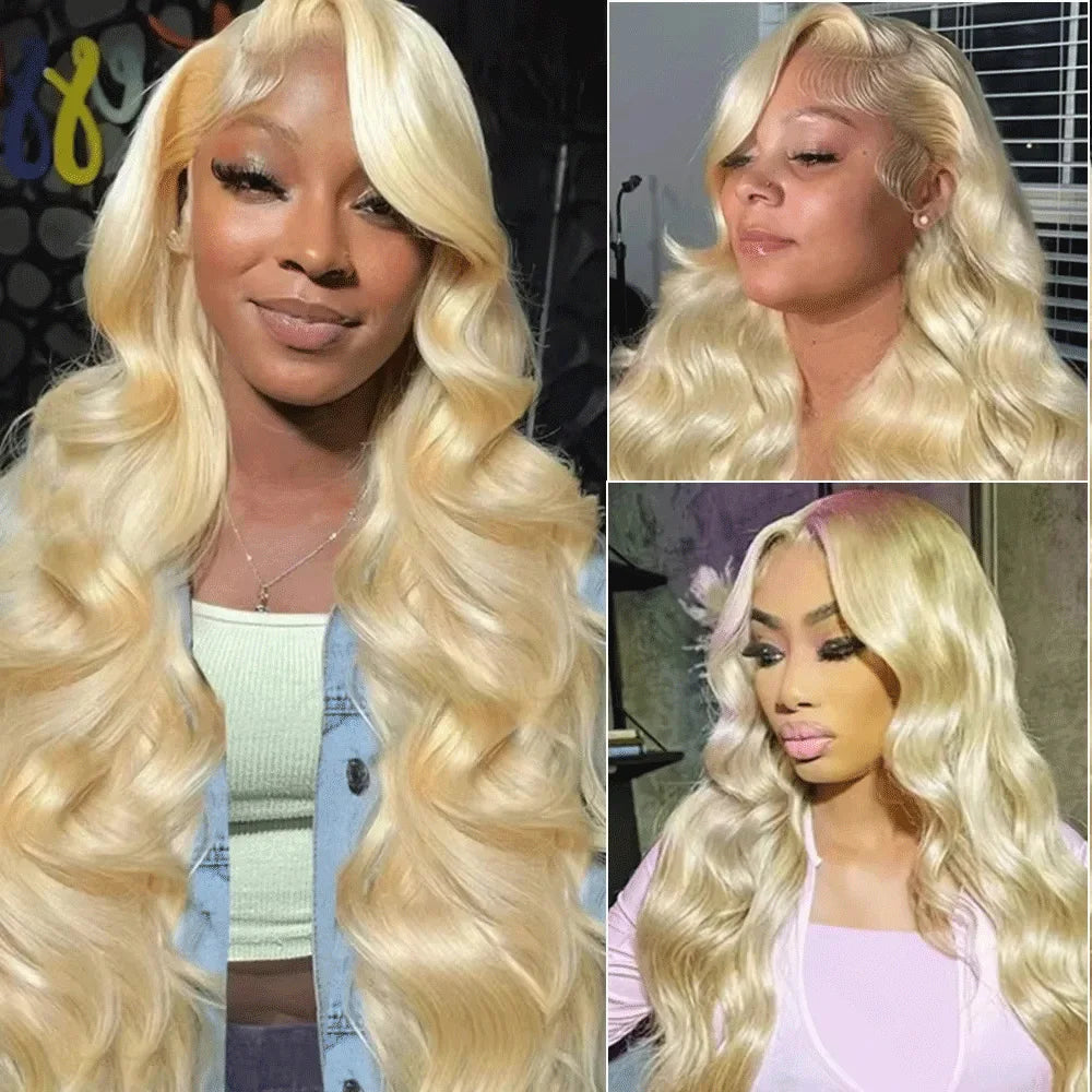 Blonde Body Wave HD Lace Frontal Curly Hair Wigs