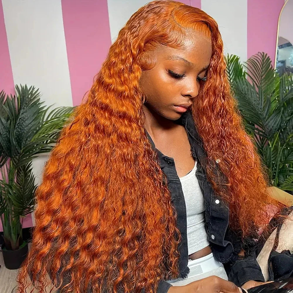 Deep Wave Ginger Orange Lace Front Deep Hair Wig