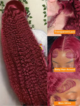 Burgundy Lace Frontal Curly Hair Wigs