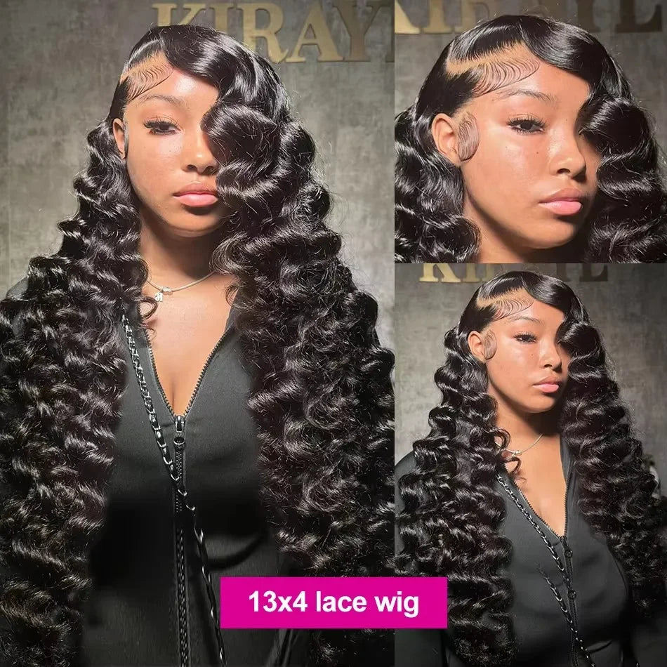 HD Lace Frontal Brazilian Loose Curly Hair Wigs