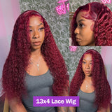 Burgundy Hd Lace Front Curly Hair Wigs