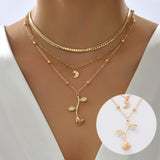 Multilayer Moon Gold Color Pendant Necklaces