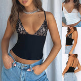 Women's V-neck Camisole Lace Vest With Back Zipper