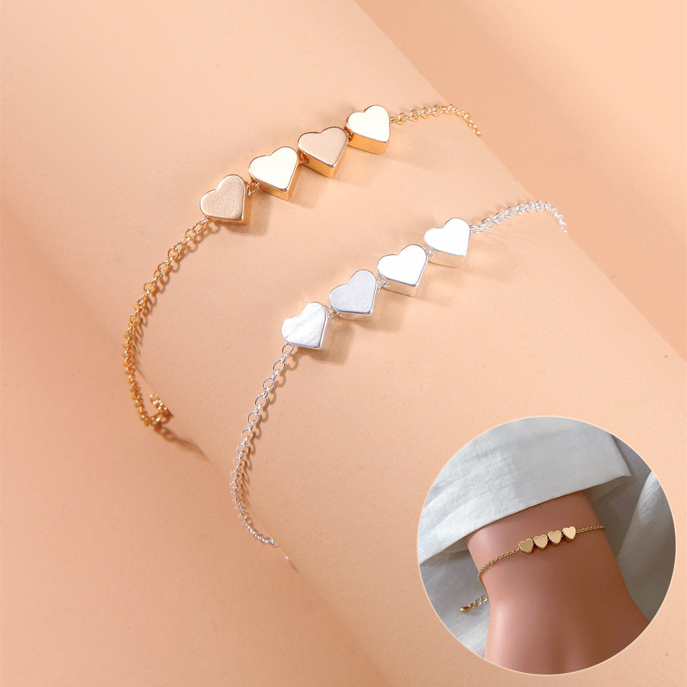 Thin Chain Heart Bracelet